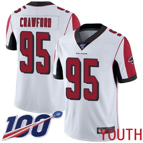Atlanta Falcons Limited White Youth Jack Crawford Road Jersey NFL Football #95 100th Season Vapor Untouchable->youth nfl jersey->Youth Jersey